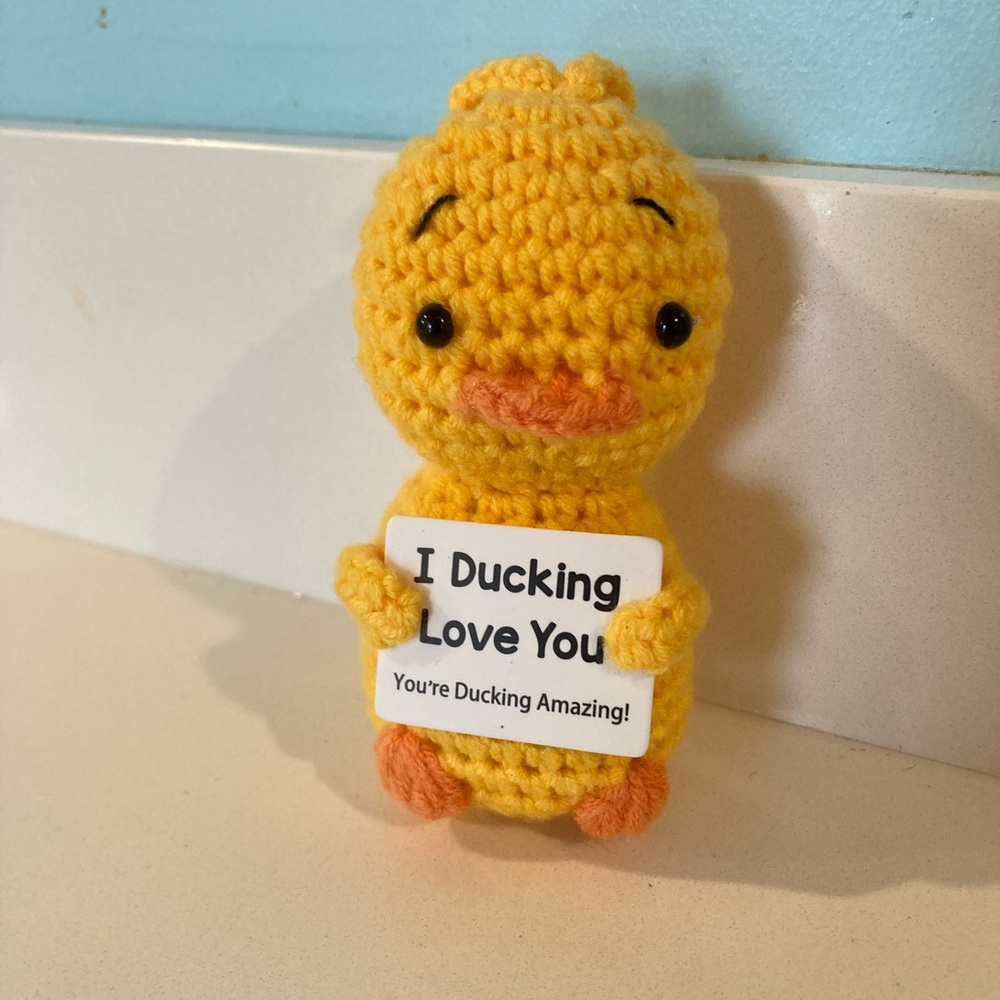 Crochet Postive Yellow Duck Plush